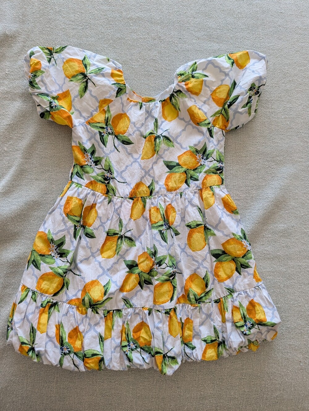 Girls 2T Janie And Jack Lemon Puff Sleeve Dress 100% Cotton Sold Out Online